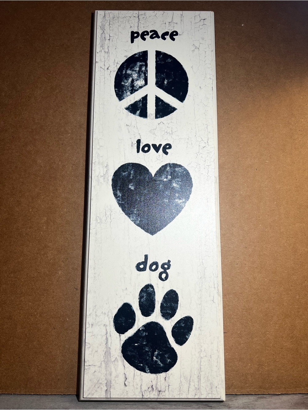 Peace Love Dog Vertical Wall Plaque